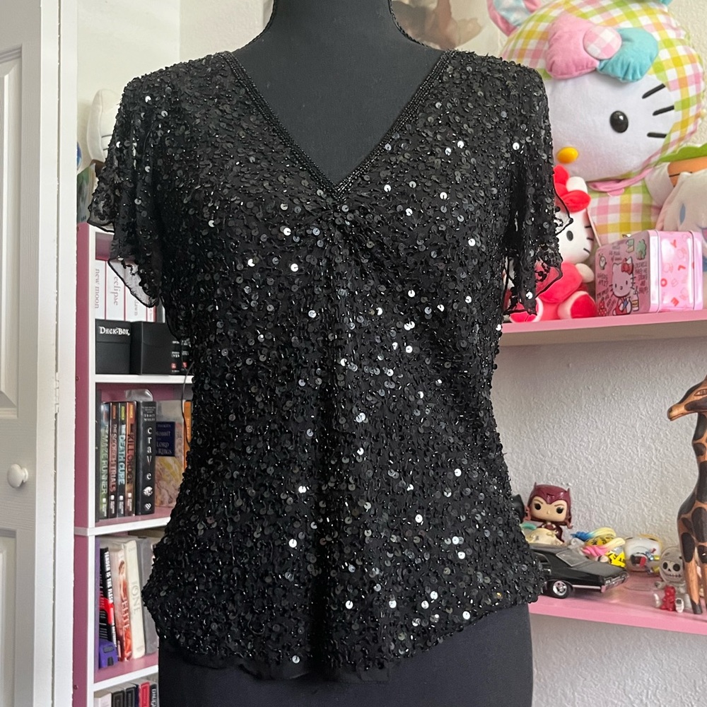 Papéll Boutique Sequin Black Blouse